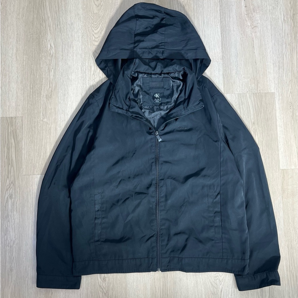 Calvin Klein Black Raincoat with Hood